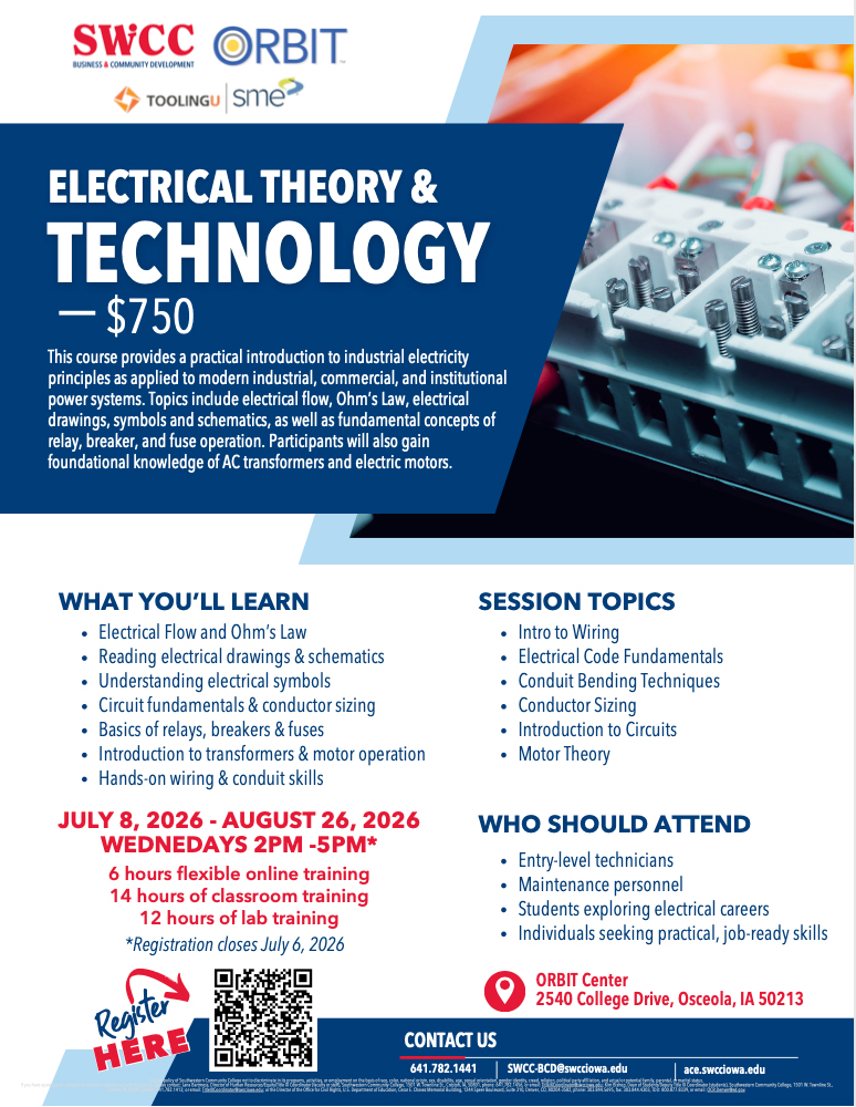 electrician classes in clarke county, osceola, iowa